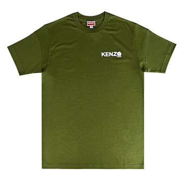 KENZO Boke Flower 2.0海棠花白字刺繡LOGO棉質短袖T恤(卡其綠/男款)