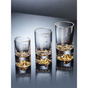 高檔水晶玻璃杯金箔白酒杯小酒杯家用酒杯白酒杯子高級感二兩一兩