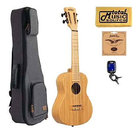 Kala KA-BMB-C All Solid Bamboo Concert Ukulele, Gray Sonoma Case Bundle