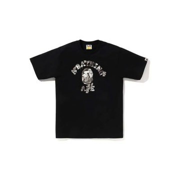 BAPE Tree Edge Camo College Tee 森林迷彩 猿人 大學字體 短袖 黑色 RAY-110