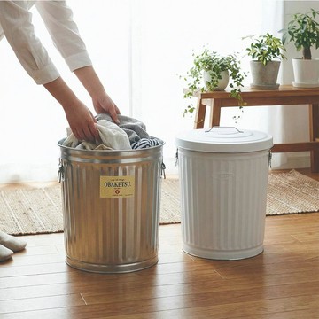 不鏽鋼多功能收納桶 33L(送垃圾袋環) 白色