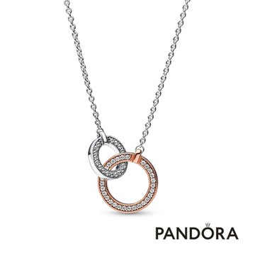 【Pandora官方直營】Pandora Signature 雙色交織釦環項鏈