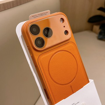 【秒變17Pro】水晶鏡頭框 純色荔枝紋 細圈磁吸 防摔殼 用於iPhone17 16 手機殼 15 14 13 12