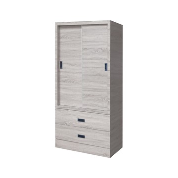 Homelike 喜家居2.7尺推門二抽衣櫃(多色可選)(2311)灰橡