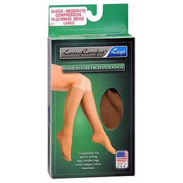Knee High Stockings Sheer Moderate Compression Beige Medium Large 1 Pair by Scott Specialties