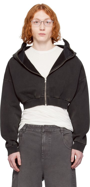 Entire Studios 黑色 Cropped Full Zip 连帽衫