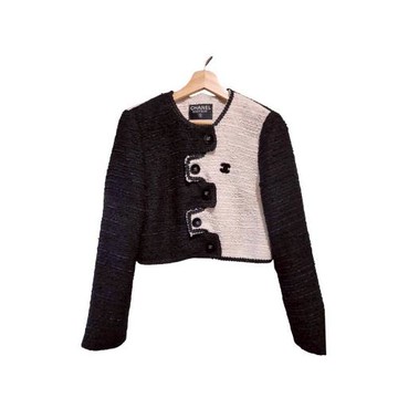 【二手精品 9.9成新】Chanel 香奈兒Boutique 黑白粗花呢外套(剪水洗標) 編號S120