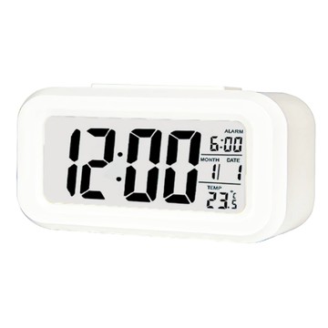 懶人鬧鐘 ABS材質 時間/日期/溫度顯示  白色