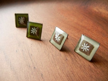 *coucoubird*方形小花耳環