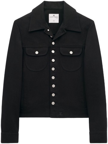 Courrèges - button-up denim jacket - men - Cotton/Elastane/Cotton - 48 - Black