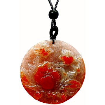 花開富貴紅翡 天然A貨翡翠玉石吊墜子項鍊H32