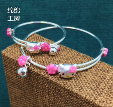 手鐲寶寶925純銀手鐲女兒童銀飾親子母子少女可愛學生