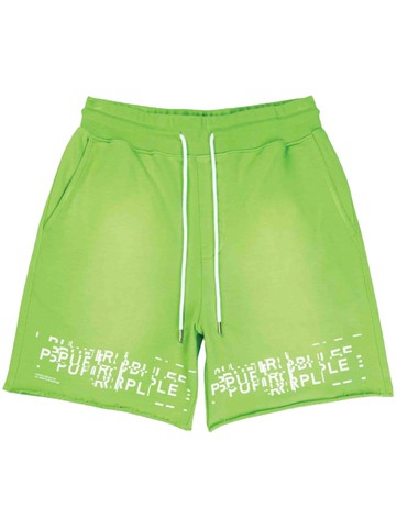 Purple Brand - logo-print cotton jersey shorts - men - Cotton - XXL - Green