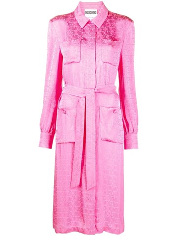 Moschino - logo-print silk-blend shirtdress - women - Silk/Viscose - 48 - Pink