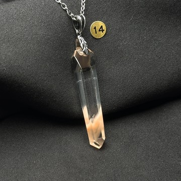 紅兔毛水晶 雙面佩戴 台灣師傅手工磨製 不鏽鋼項鍊 S26AF12-14