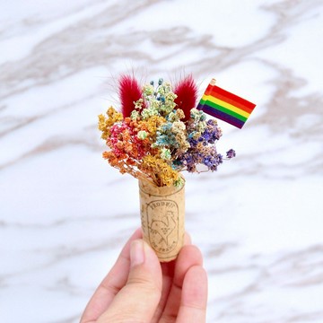 軟木塞乾燥花磁鐵-LGBT六色彩虹毛孩款 聖誕禮物
