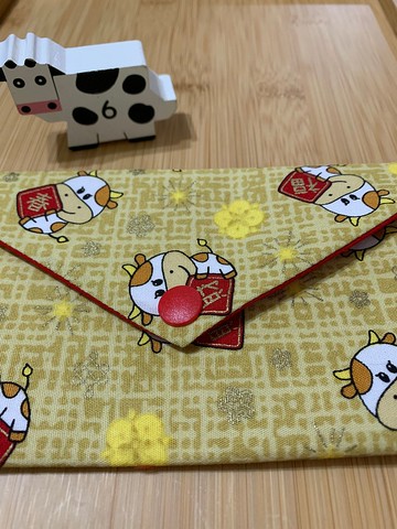 牛年福滿門賀喜紅包袋 - 米黃 禮物 婚禮 橫式紅包袋 存摺袋