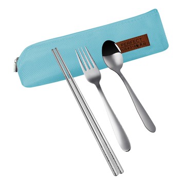 PERFECT 理想牌 極緻316不鏽鋼隨身餐具組 粉藍4件組-Leidea樂德兒