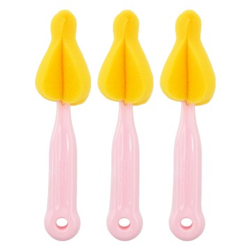 PUKU 藍色企鵝 轉轉Q高密度海綿奶嘴刷 可拆式支架 懸掛掛勾設計  粉色  3支