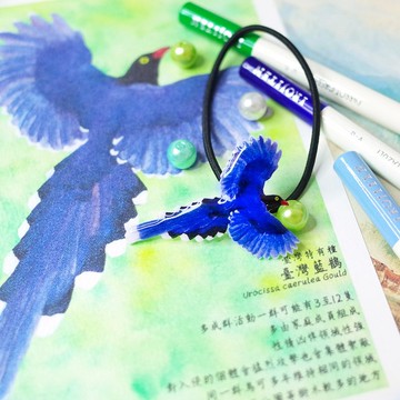 臺灣特有種 臺灣藍鵲 繪畫髮圈