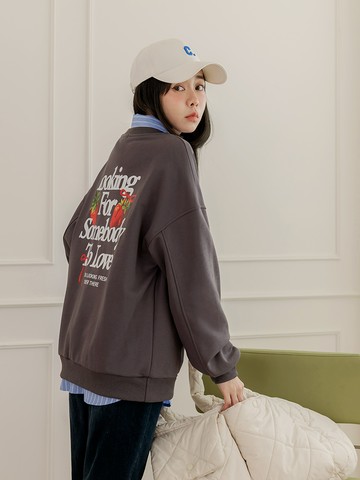 棉質車線口袋印花寬鬆大學T