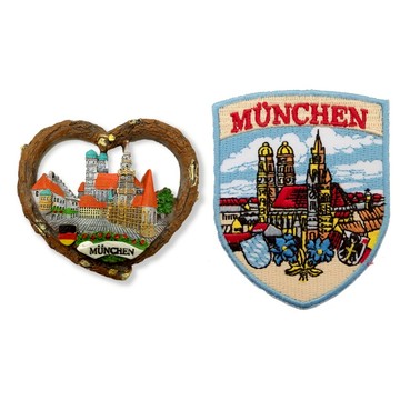 造型布貼＋磁鐵【2件組】德國慕尼黑造型磁鐵＋慕尼黑嘉年華識別章 旅遊磁鐵 磁鐵 回憶磁鐵 冰箱磁貼 造型磁鐵_廠商直送