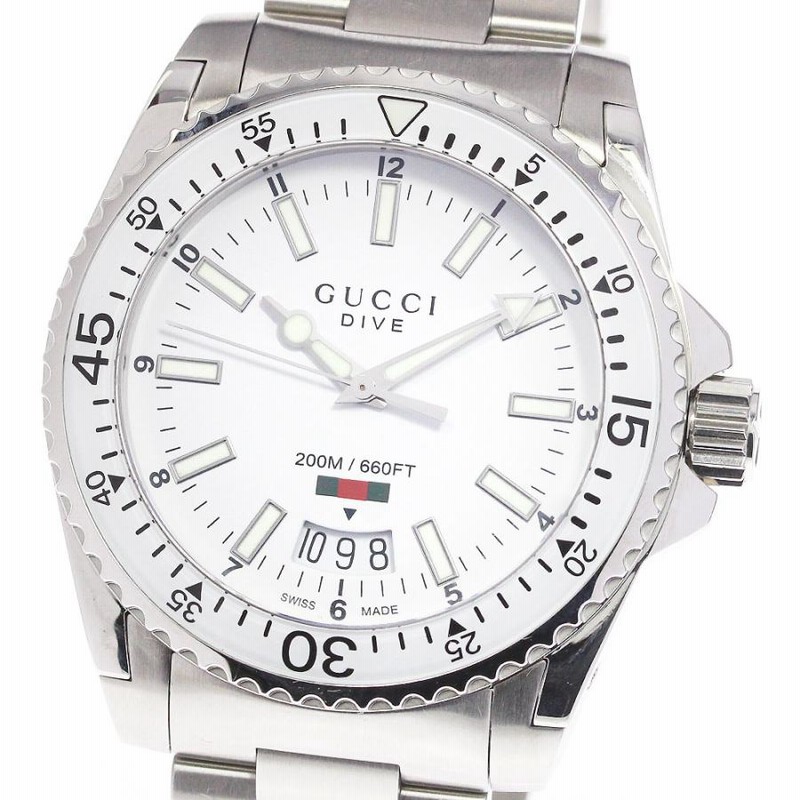 グッチ GUCCI YA136302/136.3 ダイヴ デイト クォーツ メンズ 極美品