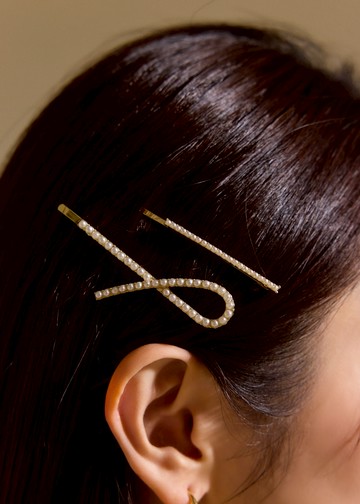 典雅扭結珍珠・髮夾