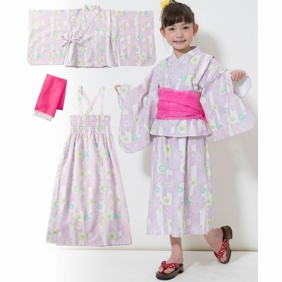 浴衣ワンピース 浴衣上下 帯１本 浴衣 ゆかた Kids Yukata 通販 Lineポイント最大get Lineショッピング