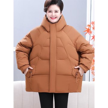 特體大碼200斤媽媽洋氣棉襖女冬裝中老年羽絨棉服短款棉衣外套厚