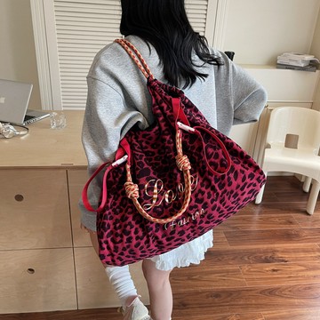 【台灣出貨】豹紋 韓系包包 帆布包 大容量 豹紋包包 小眾 女 購物袋 單肩包 時尚簡約 學生上課 通勤托特包