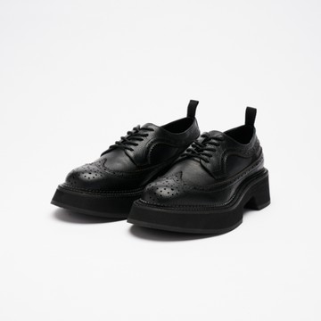 VATIC WINGTIP BROGUES SHOES BLACK 翼形雕花增高厚底皮鞋 - 38