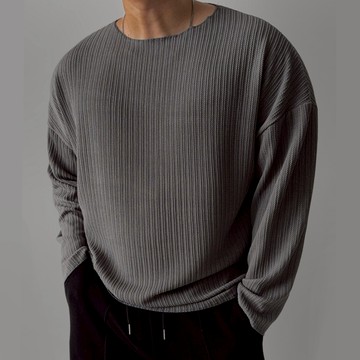 正韓輕柔斜紋針織圓領落肩長袖上衣 6色 YUPPIE 預購商品 0317