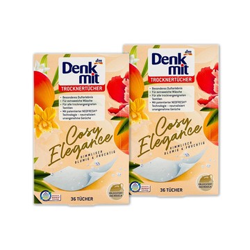 (2盒72片超值組)德國DM(Denk mit)-烘衣機專用衣物柔軟防皺除臭去靜電香氛紙-花香杏色36片/盒