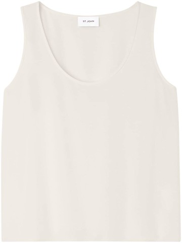 St. John - scoop-neck silk tank top - women - Silk - XS - Neutrals