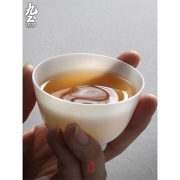 九土景德鎮薄胎仿古玉泥白瓷手工喝茶品茗杯日式功夫茶道可寫字