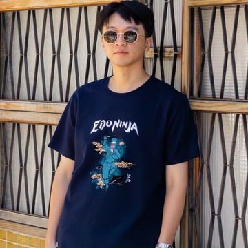 江戶勝 日系 男裝 忍者系列 伊賀忍者印花短袖T恤(丈青色) #上衣