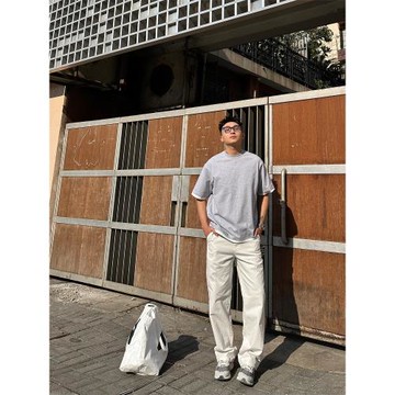 (免運)SANBAI 叁佰【300克珠帆】帆布基礎長褲男純棉薄款直筒休閑牛仔褲