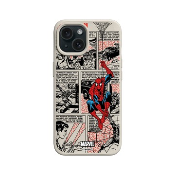iPhone 15 SolidX 貝殼灰 - 迪士尼-漫威 Marvel - 蜘蛛人-漫畫風格