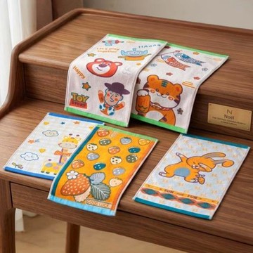 凱美棉業 | 12入 隨機出色 五層純棉緹花紗布毛巾 兒童毛巾 洗臉巾