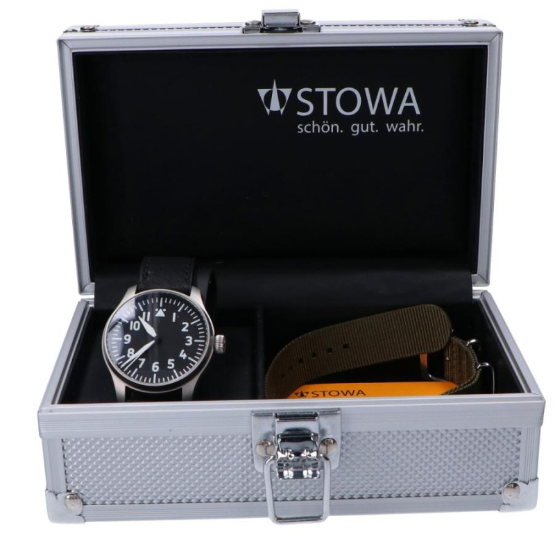 美品/ STOWA ストーヴァ Flieger Verus 40 STW-FLI-Verus 黒文字盤 自動巻 腕時計 シルバー/ブラック メンズ |  LINEブランドカタログ