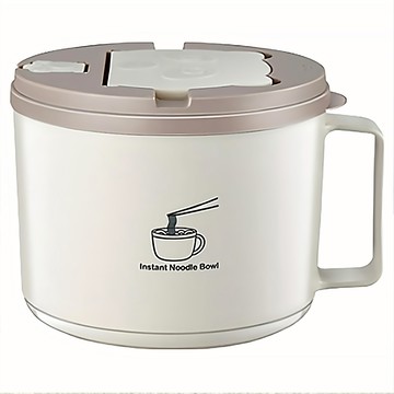 couselect 316不鏽鋼泡麵碗 雙層隔熱防燙便當盒 學生宿舍湯碗 1.3L 米白色  1個