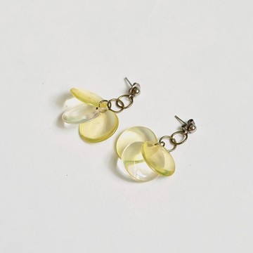 【蛋植物古着】沁涼水珠塑料針式古董耳環