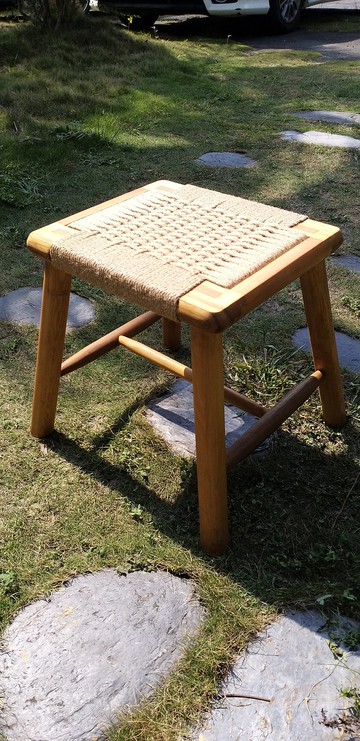 北歐實木方凳編織矮凳簡約現代編織梳妝凳換鞋凳餐凳