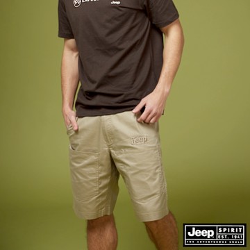 JEEP 男裝 彈性舒適棉料工裝短褲-卡其色