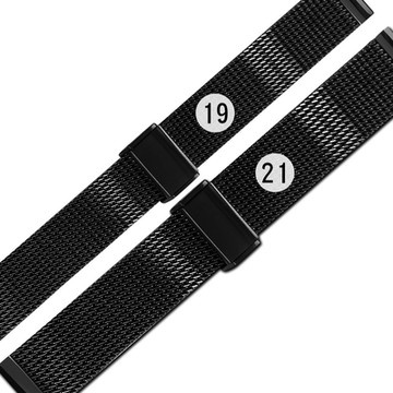 Watchband / 19.21mm / 各品牌通用 細緻透亮 快拆型 穿壓扣 米蘭編織不鏽鋼錶帶-黑色