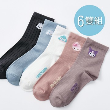 6雙組-三麗鷗涼感中筒襪 酷洛米 大耳狗台灣製女襪 沁涼中筒襪 22-26cm(KU-CL301)