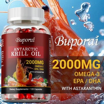Buporai - 2000mg 南極磷蝦油，含Omega-3 脂肪酸和蝦紅素 - 60/120粒膠囊 美國製造