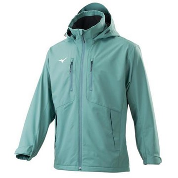 Mizuno 美津濃 連帽外套 男裝 刷毛 防潑水 拉鍊口袋 湖水綠 32TEC55832