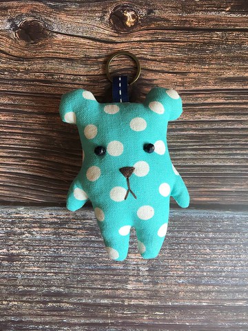 湖水藍大點點-熊熊鑰匙圈